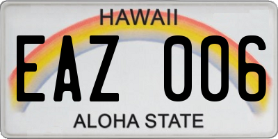 HI license plate EAZ006