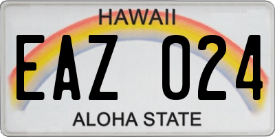 HI license plate EAZ024