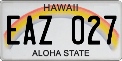 HI license plate EAZ027