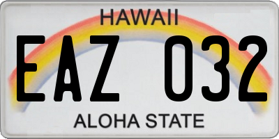 HI license plate EAZ032