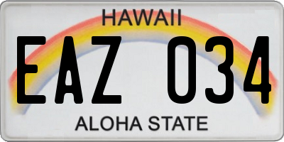 HI license plate EAZ034