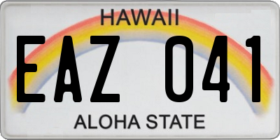 HI license plate EAZ041