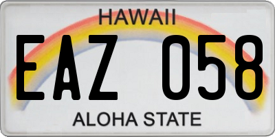 HI license plate EAZ058