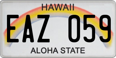 HI license plate EAZ059
