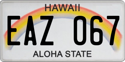 HI license plate EAZ067