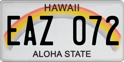 HI license plate EAZ072