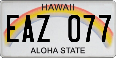 HI license plate EAZ077