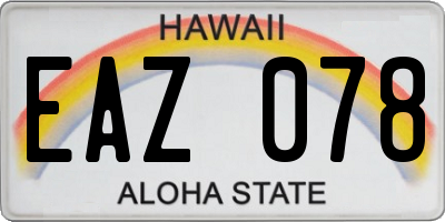 HI license plate EAZ078