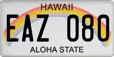 HI license plate EAZ080