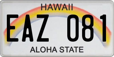 HI license plate EAZ081