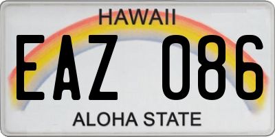 HI license plate EAZ086