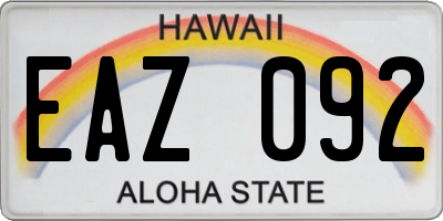 HI license plate EAZ092