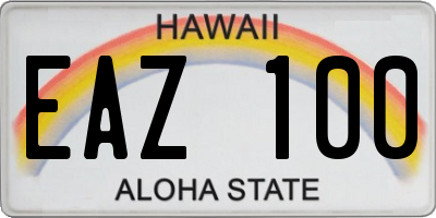 HI license plate EAZ100