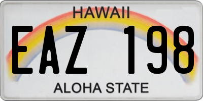 HI license plate EAZ198