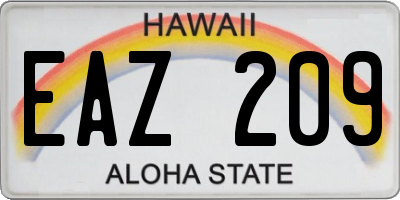 HI license plate EAZ209