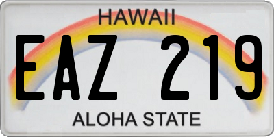 HI license plate EAZ219