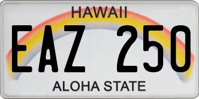 HI license plate EAZ250