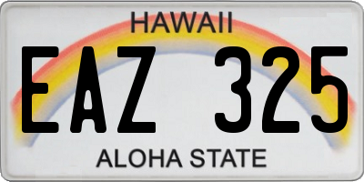 HI license plate EAZ325