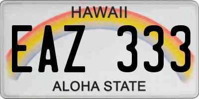 HI license plate EAZ333