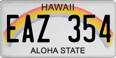 HI license plate EAZ354