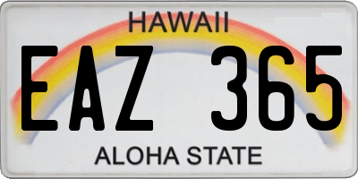 HI license plate EAZ365