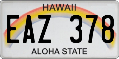 HI license plate EAZ378