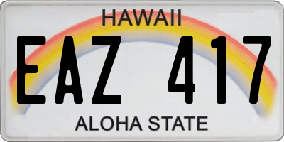 HI license plate EAZ417
