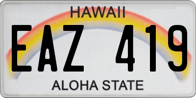 HI license plate EAZ419