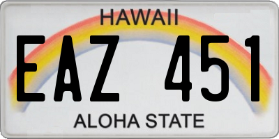 HI license plate EAZ451