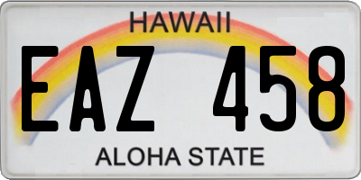 HI license plate EAZ458