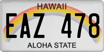 HI license plate EAZ478