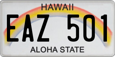 HI license plate EAZ501