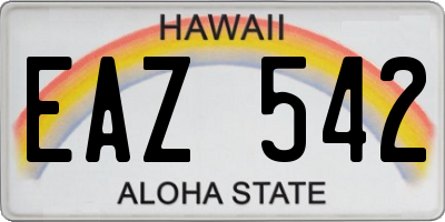 HI license plate EAZ542