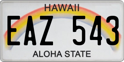 HI license plate EAZ543