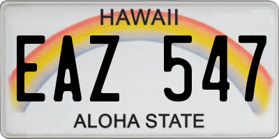 HI license plate EAZ547