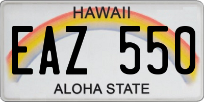 HI license plate EAZ550