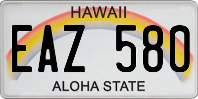 HI license plate EAZ580