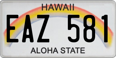 HI license plate EAZ581