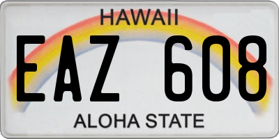HI license plate EAZ608