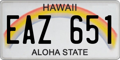 HI license plate EAZ651
