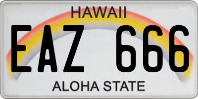 HI license plate EAZ666