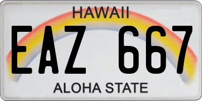 HI license plate EAZ667