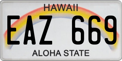 HI license plate EAZ669