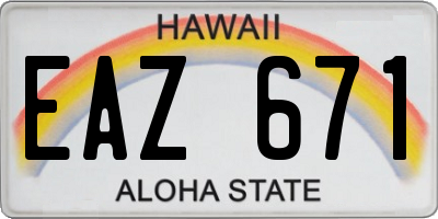 HI license plate EAZ671