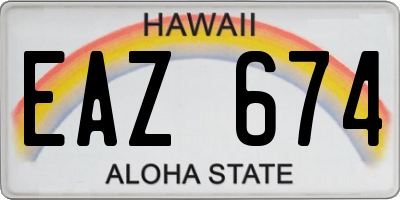 HI license plate EAZ674