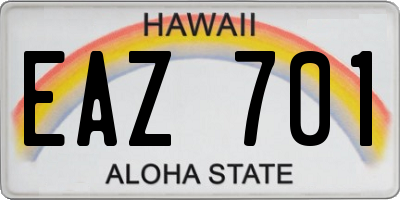HI license plate EAZ701