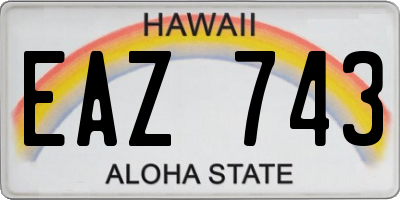 HI license plate EAZ743