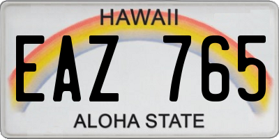 HI license plate EAZ765