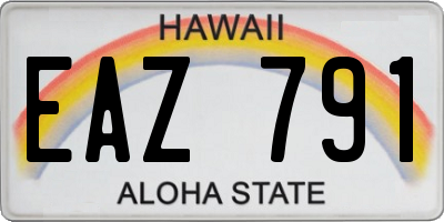 HI license plate EAZ791
