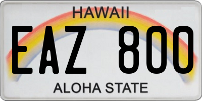 HI license plate EAZ800